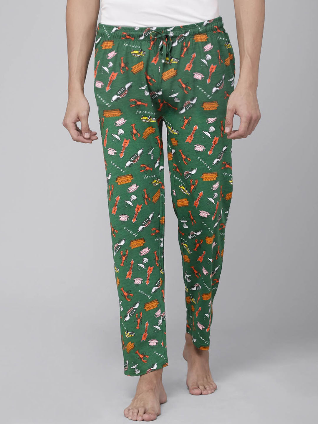 Free Authority Men Green Friends Printed Lounge Pants