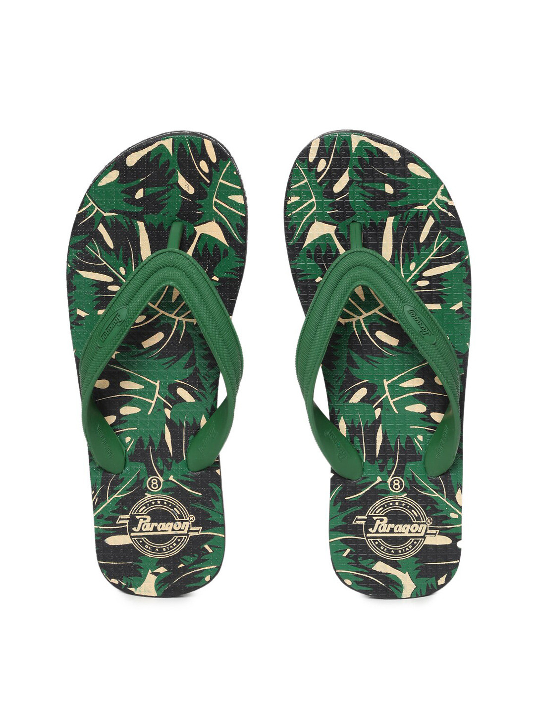 Paragon Men Green Printed Rubber Slippers