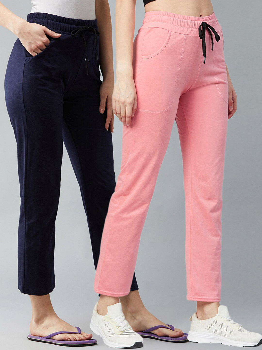 Blinkin Women Pack Of 2 Solid Relaxed-Fit Track Pants