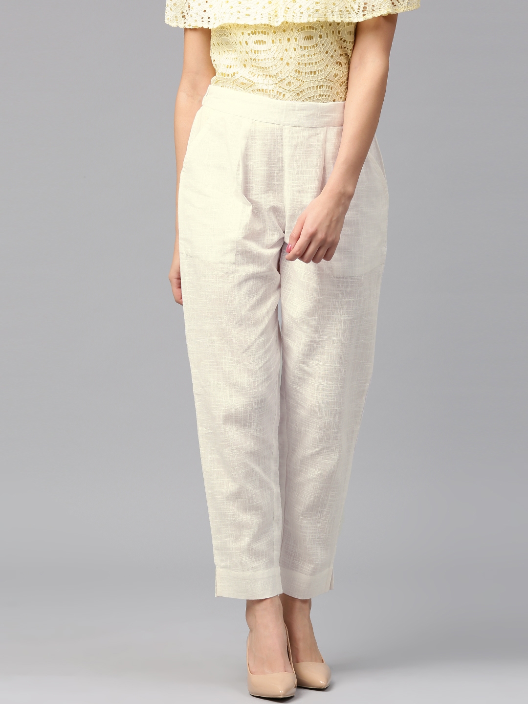 Buy White Trousers & Pants for Women by Jaipur Kurti Online