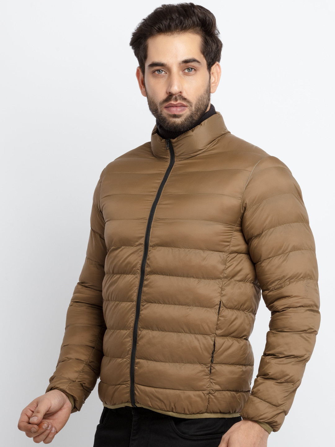 Status Quo Men Brown Puffer Jacket