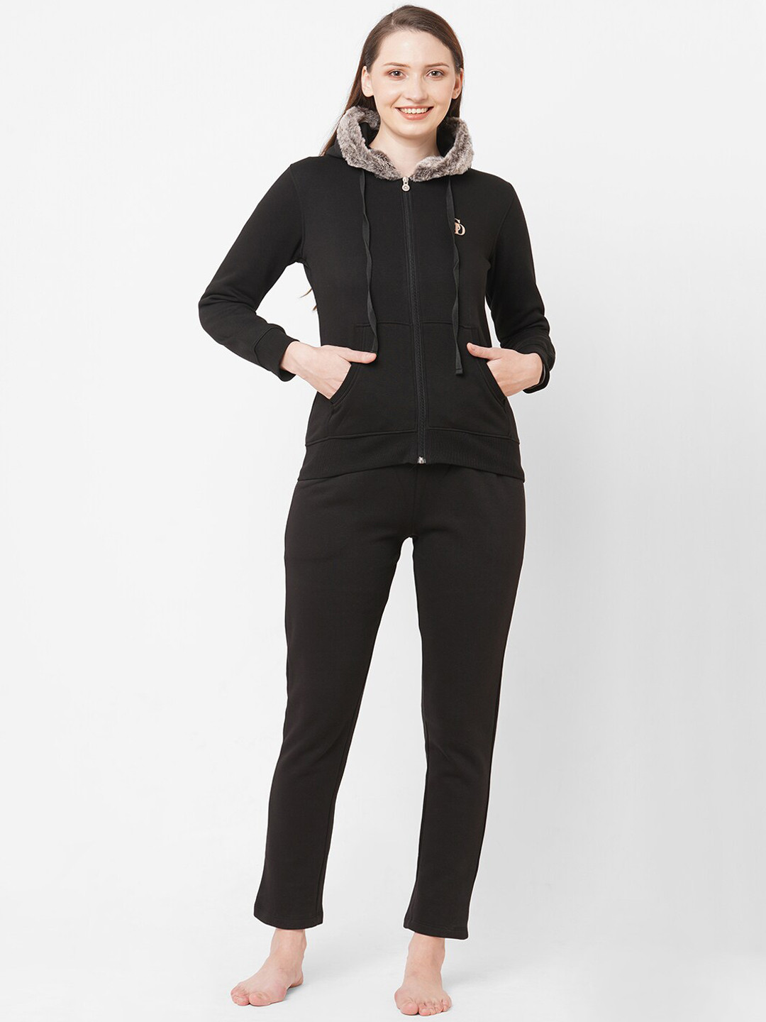 Sweet Dreams Women Black Solid Tracksuits