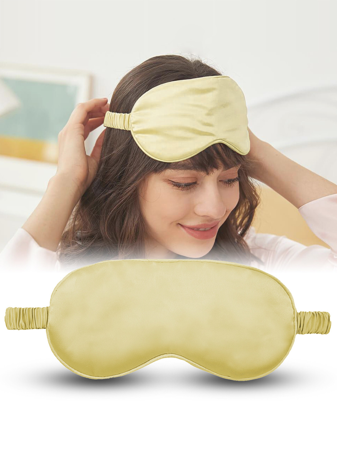 JENNA Solid Silk Plain Champagne Sleeping Eye Mask