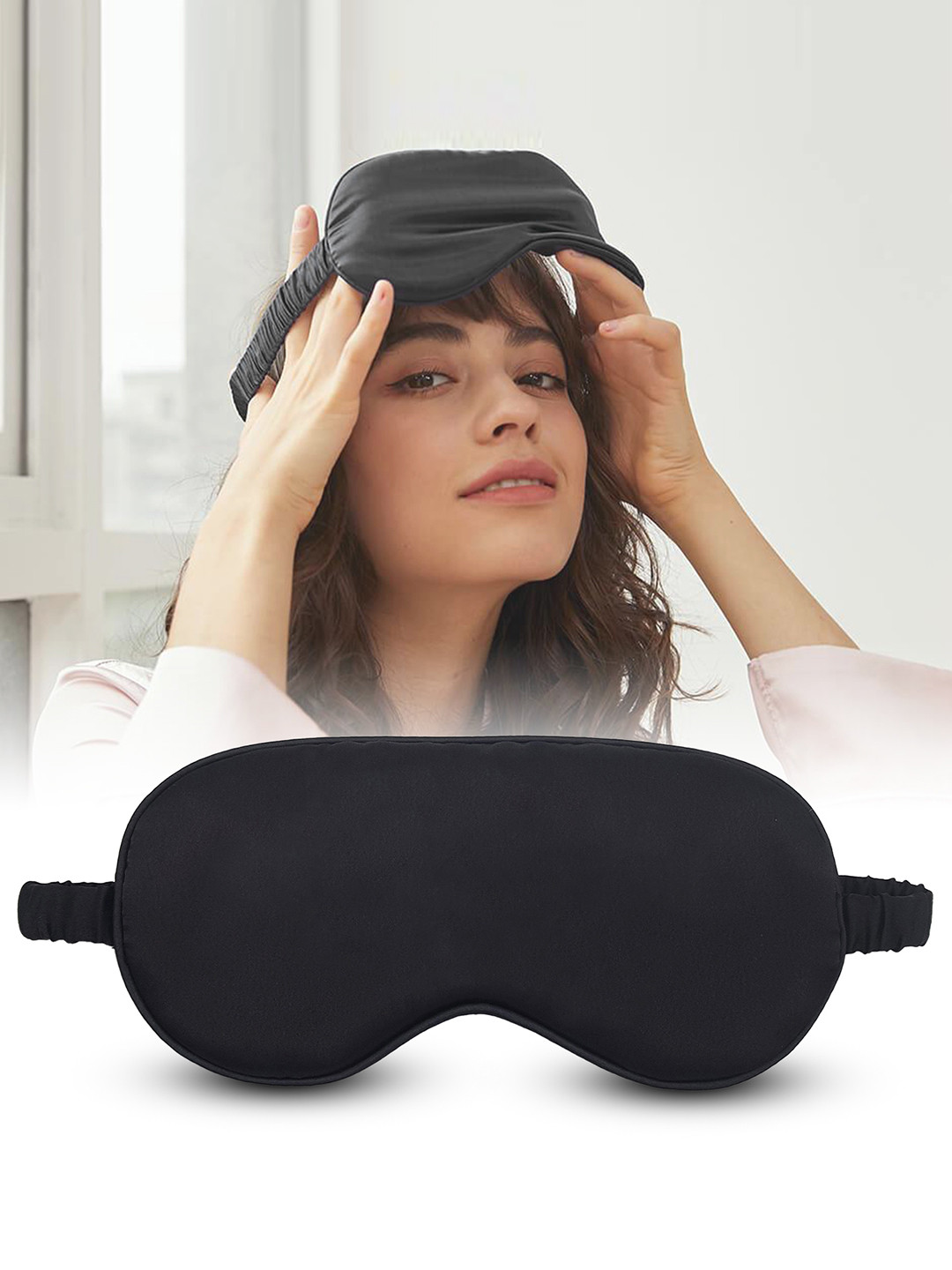 JENNA Unisex Black Solid Sleeping Eye Mask