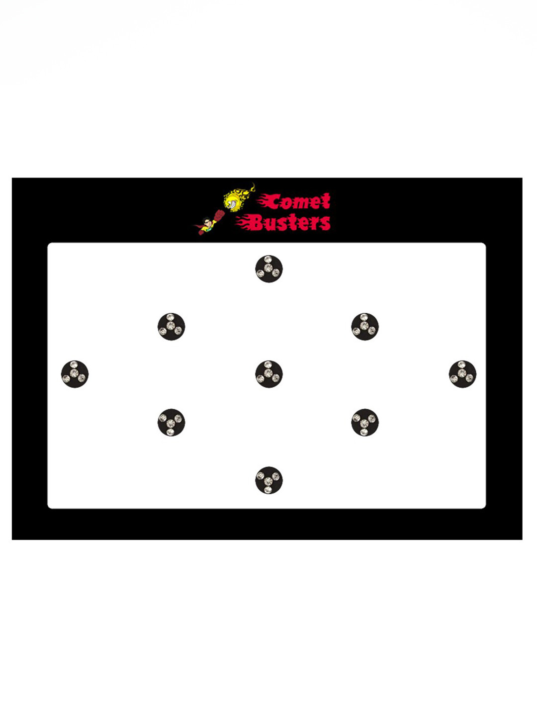 Comet Busters 9 Pcs Embellished Reusable Designer Round Bindis - Black