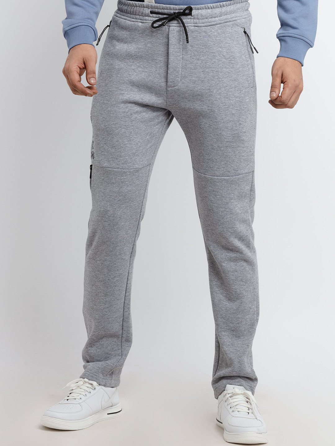 Status Quo Men Plus Size Grey Solid Track Pants