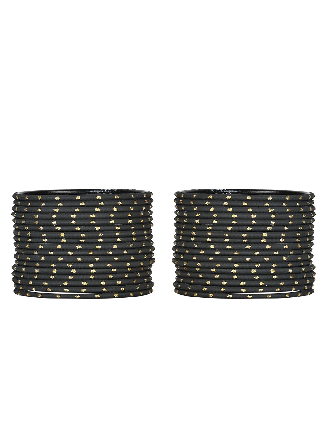 Arendelle Girls Set Of 48 Black Solid Metal Bangle