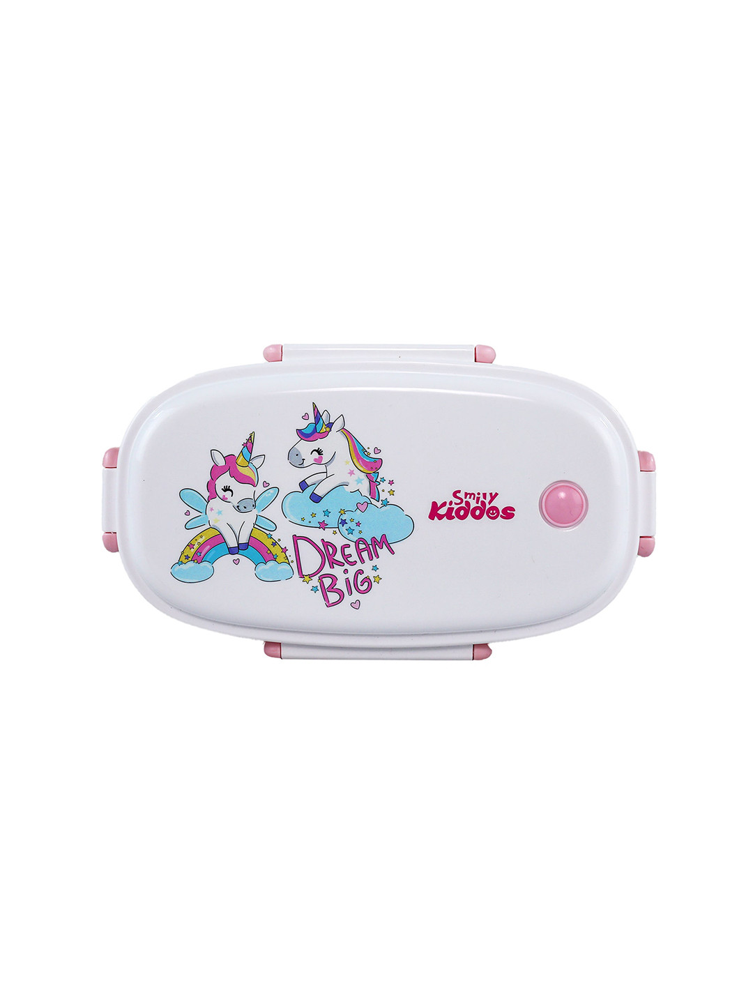 Smily Kiddos Dream Unicorn Plastic Dishwasher Safe Lunch Box With Spoon and Fork
