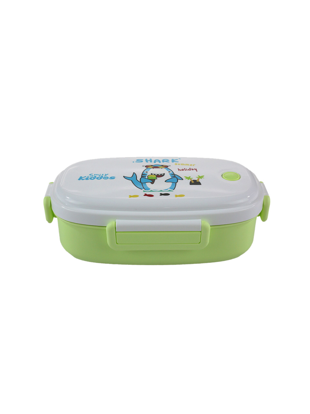 Smily Kiddos Holiday Shark Green Conversational Plastic Dishwasher Safe 1PCs Lunch Box