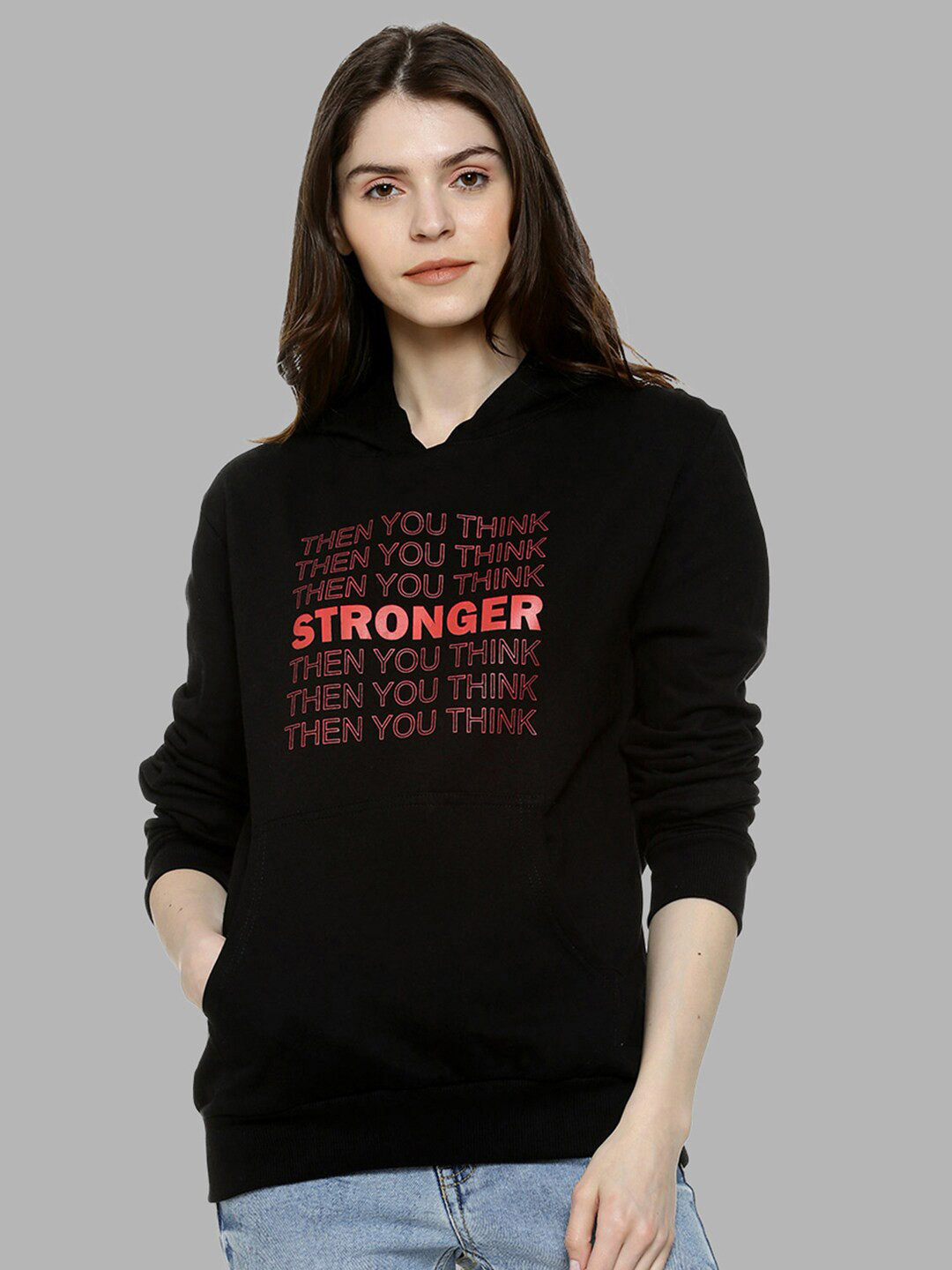 PINACOLADA Women Black Printed Hooded Sweatshirt