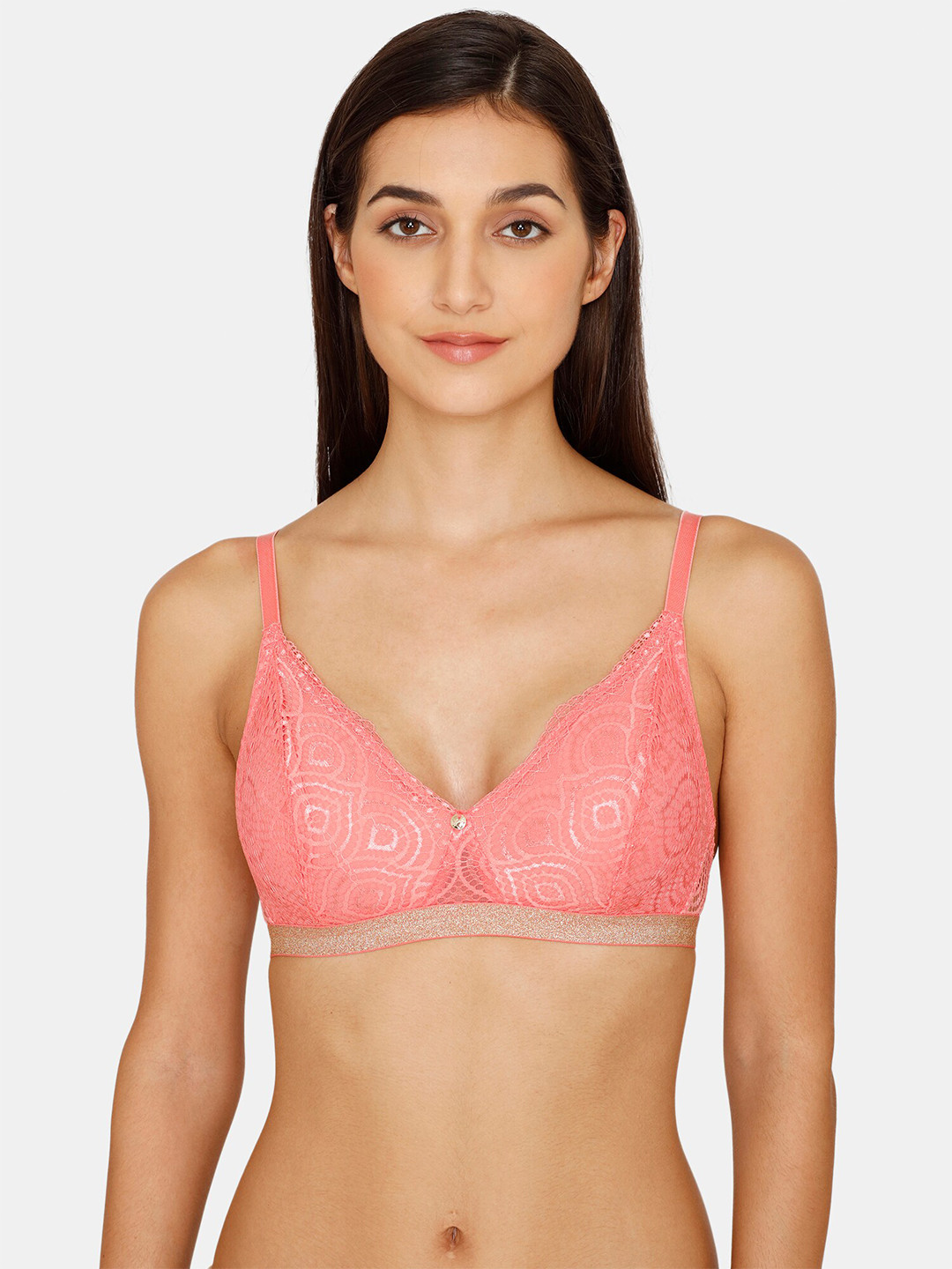 Zivame Pink All Day Comfort T-shirt Lace Bra ZI11DTFASHAPINK