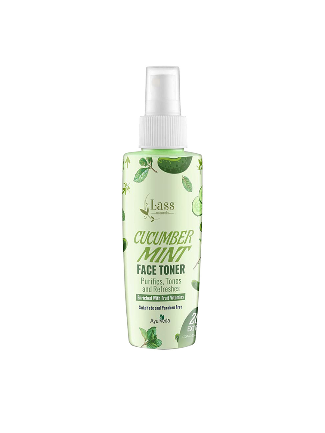 Lass Naturals Mint & Cucumber Face Freshener & Toner - 120 ml