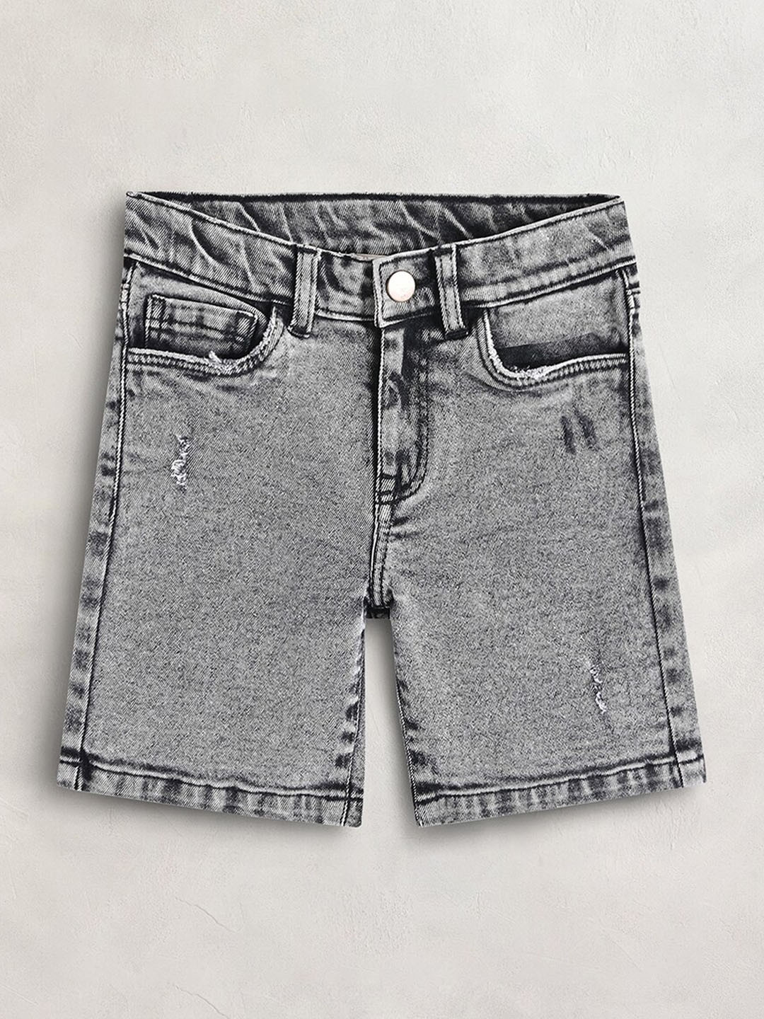 Cherry Crumble Boys Black Solid Regular Fit Denim Shorts