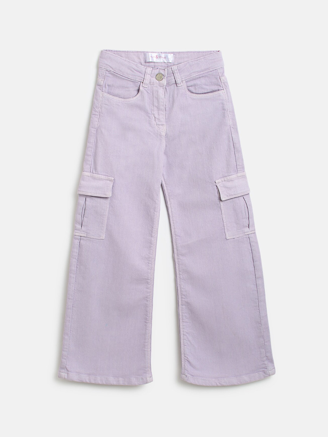 TALES & STORIES Girls Purple Flared Cargos Trousers