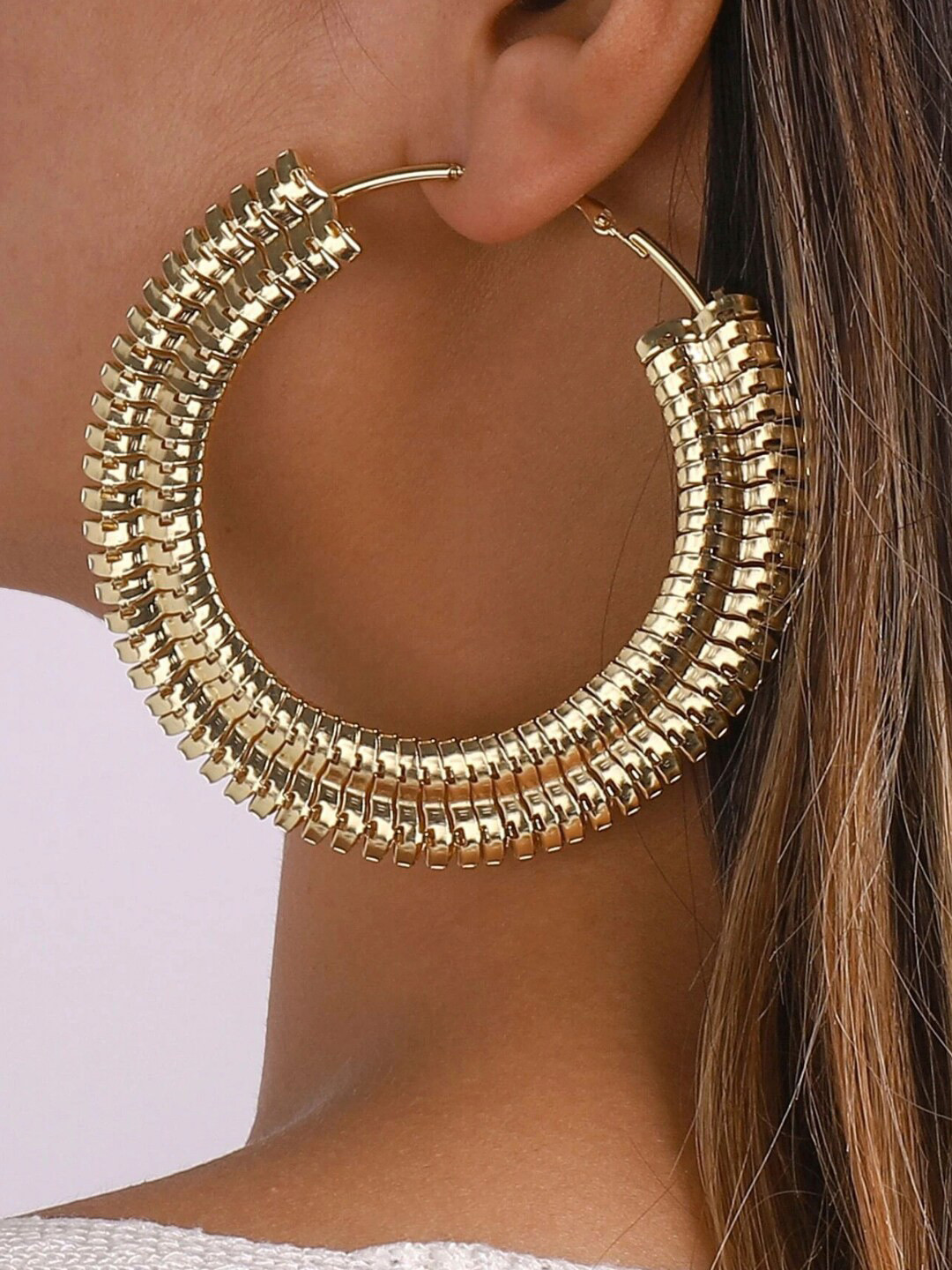 OOMPH Gold-Toned Circular Hoop Gold-Plated Earrings