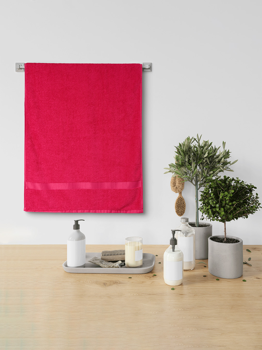 Urban Magic Pink Solid GSM 225 Bath Towel