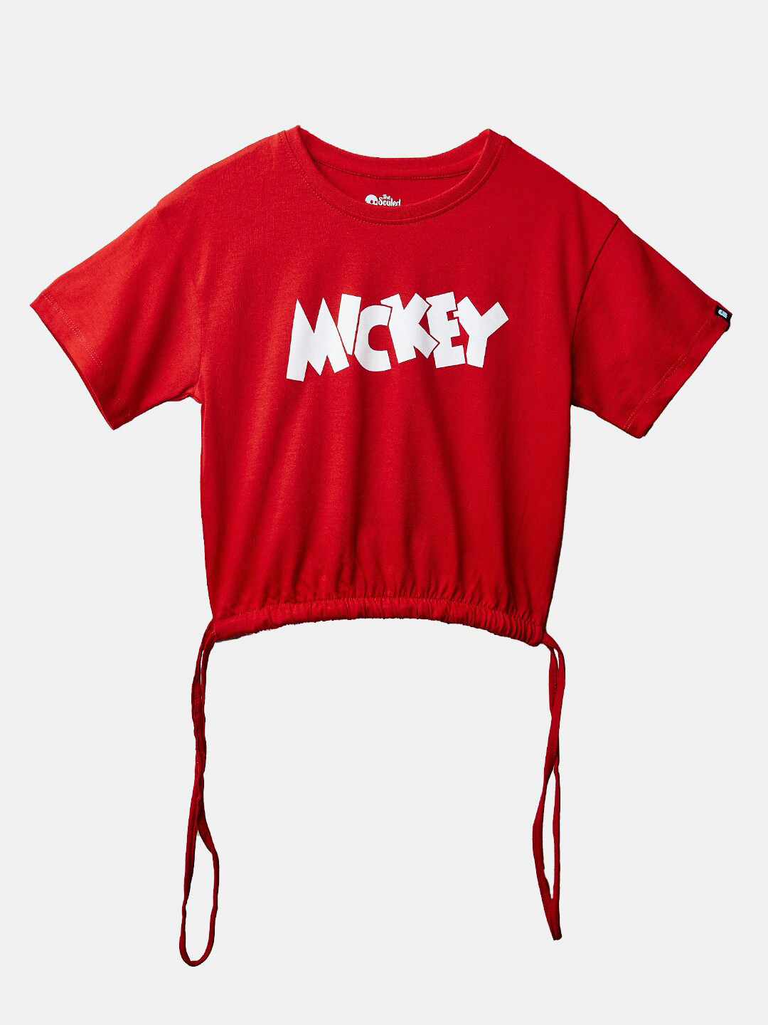 The Souled Store Girls Red Mickey Mouse Printed Cotton T-shirt