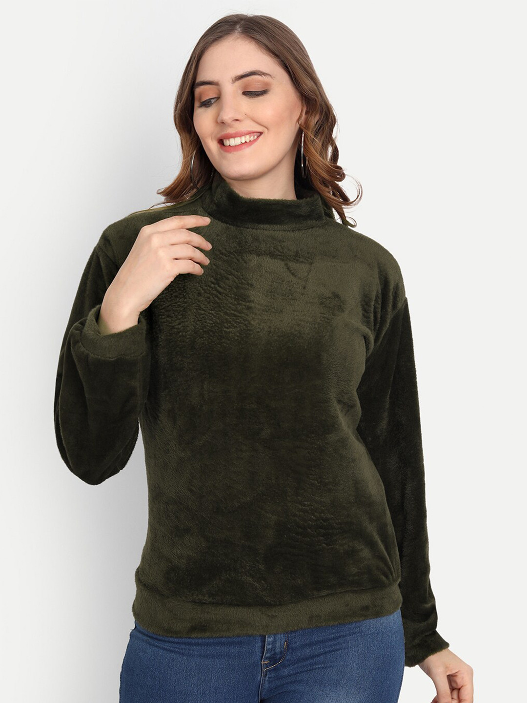 COLOR CAPITAL Women Solid Fur Top