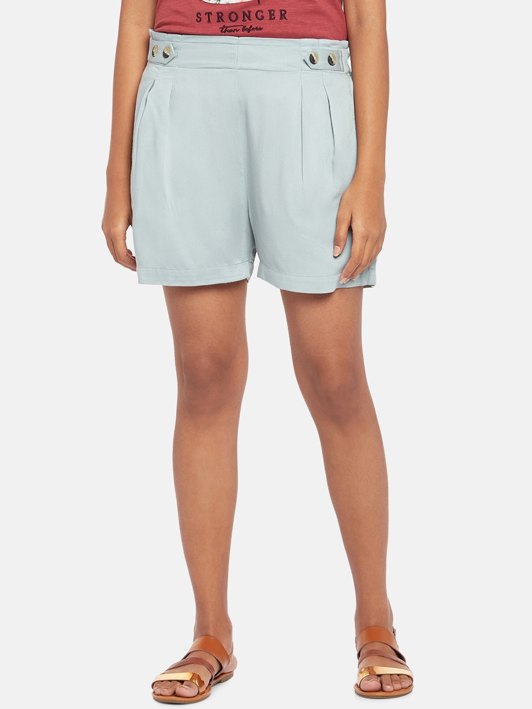 Buy Honey By Pantaloons Women Olive Green High Rise Shorts