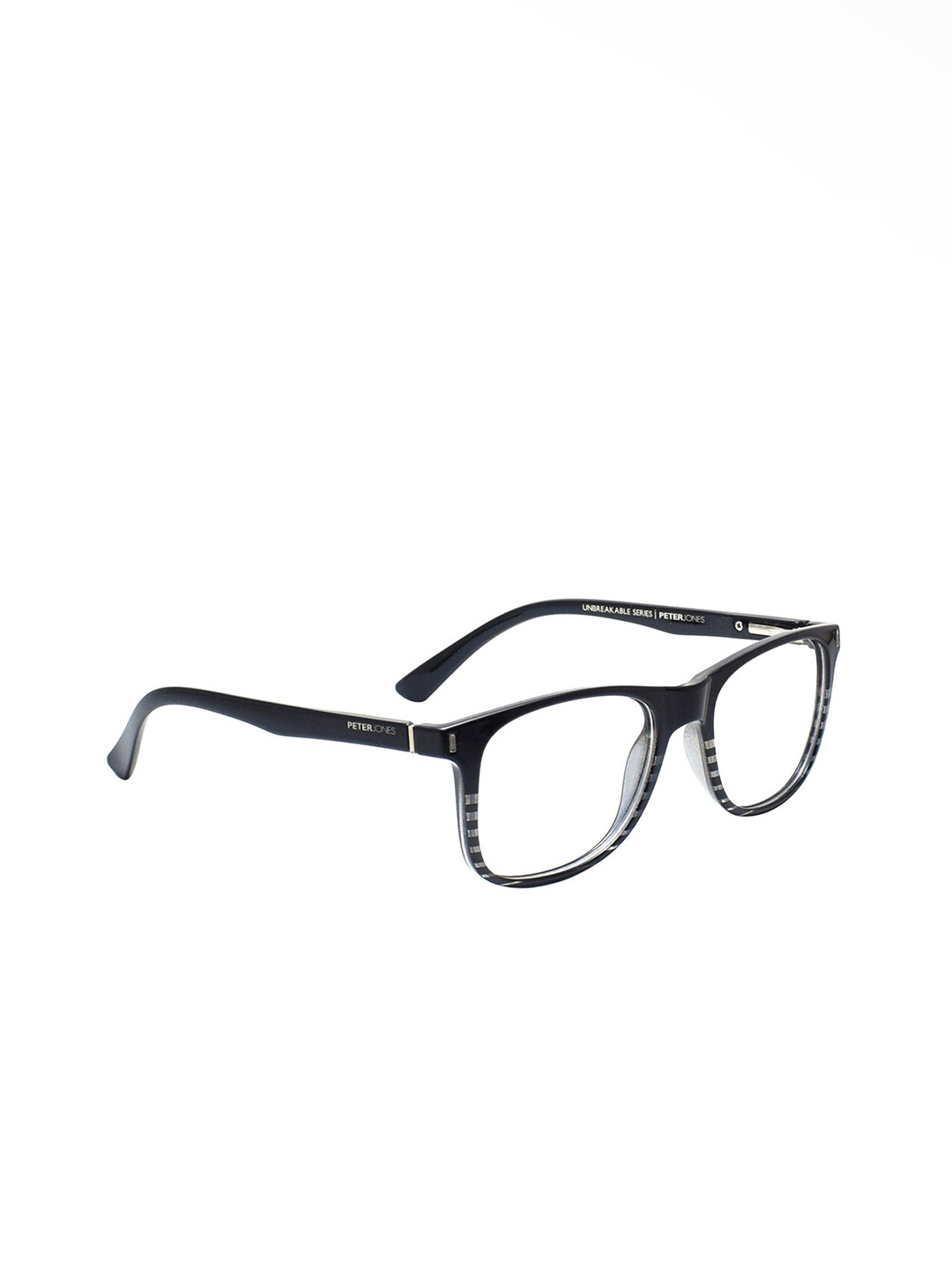 Peter Jones Eyewear Unisex Grey & Black Striped Full Rim Square Frame X108GR