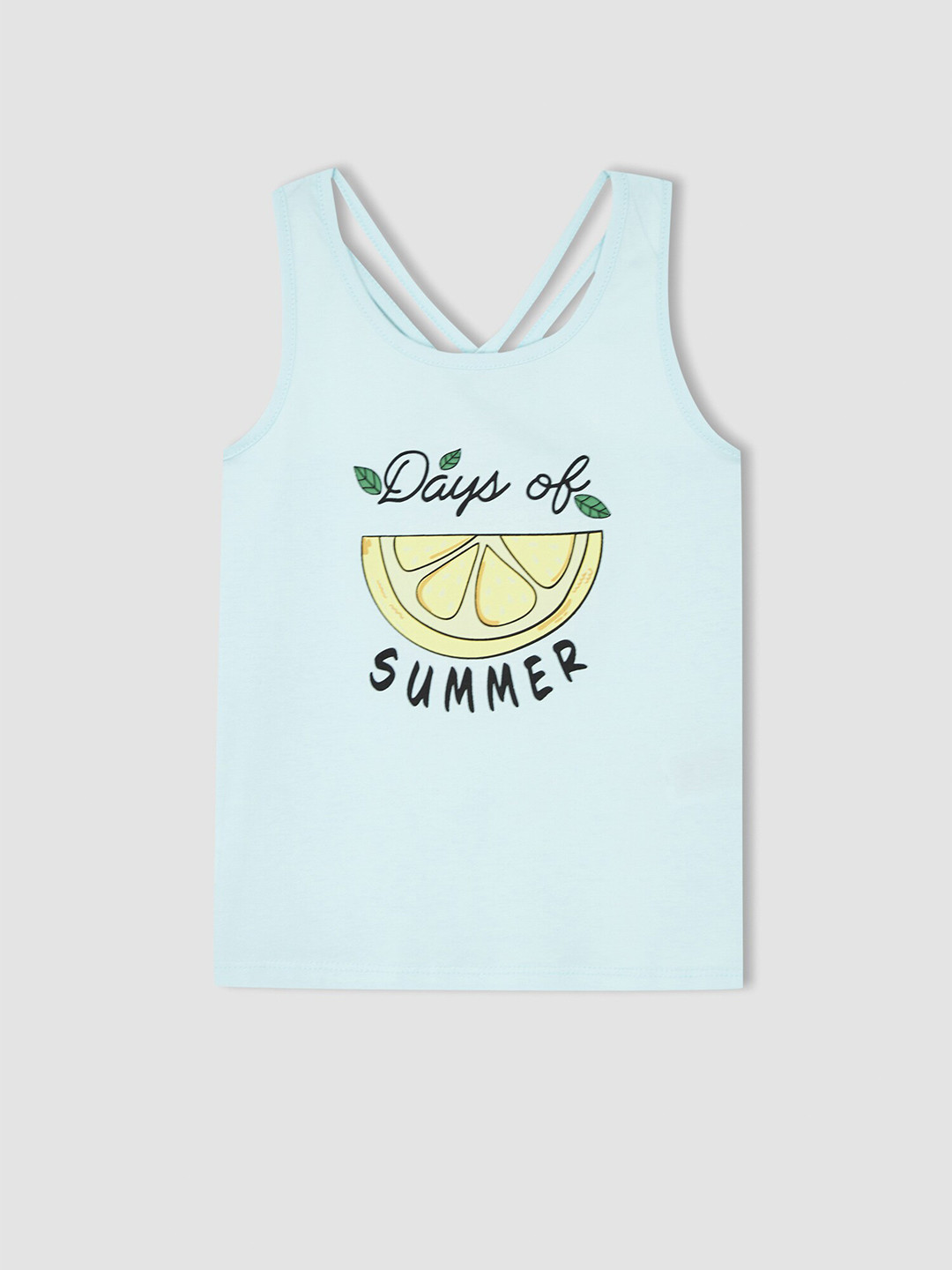 DeFacto Girls Blue Typography Printed T-shirt