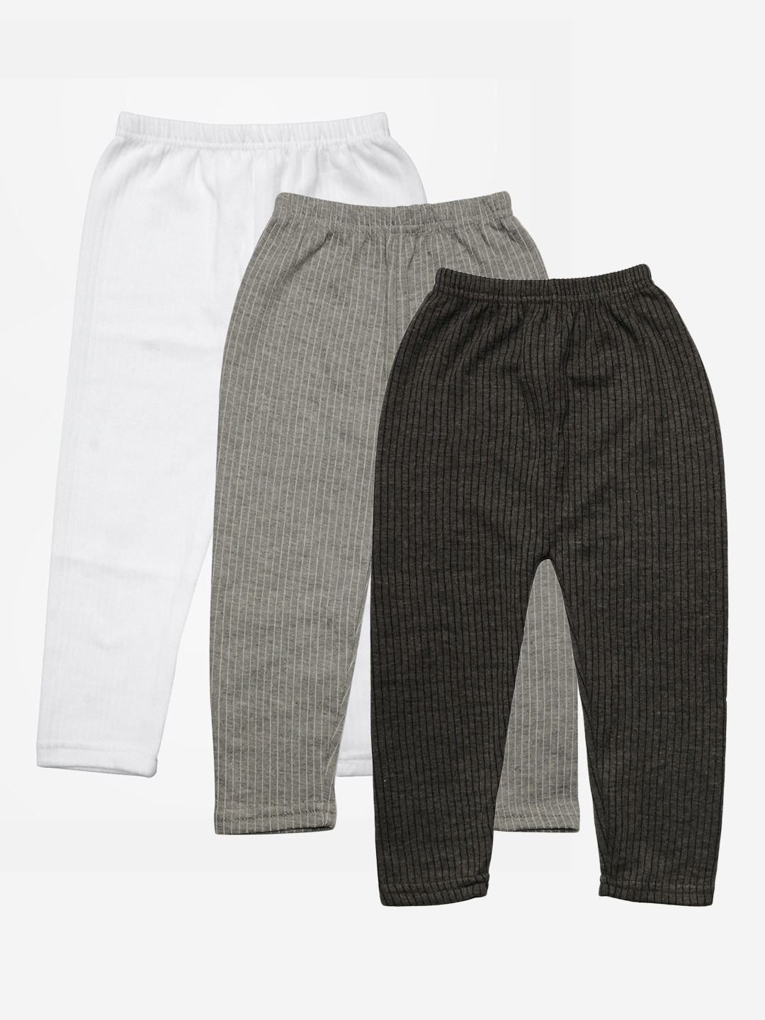 TINY HUG Girls Pack Of 3 Solid Cotton Thermal Bottoms