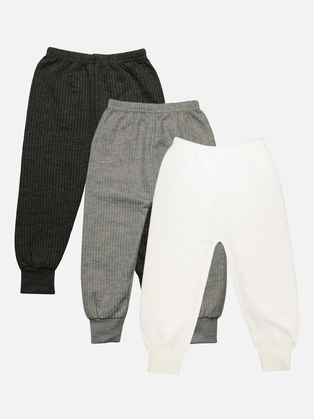 TINY HUG Boys Pack Of 3 Solid Cotton Thermal Bottoms