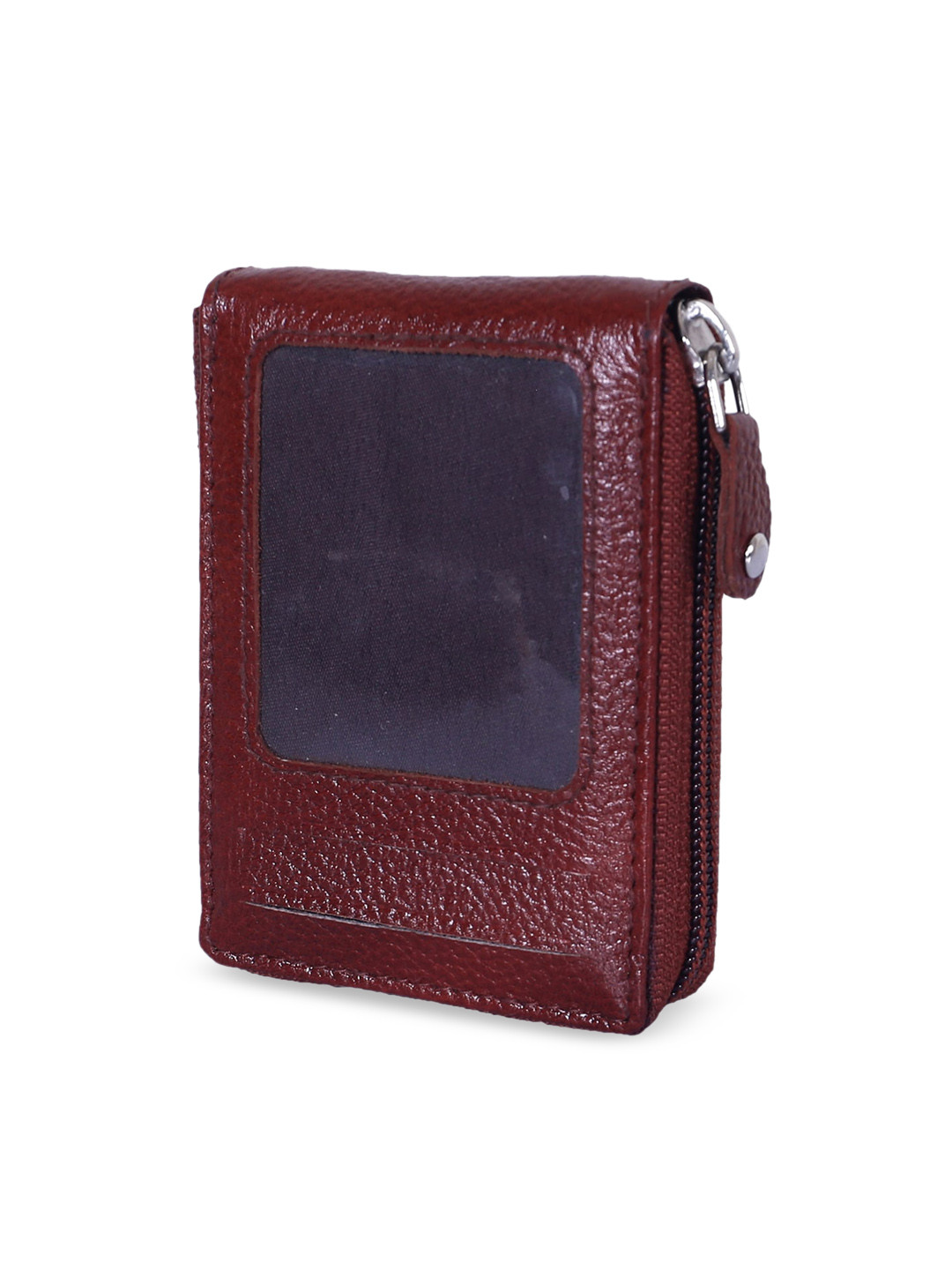 Kuber Industries Adults Brown Soft Leather Zipper Card Holder Wallet