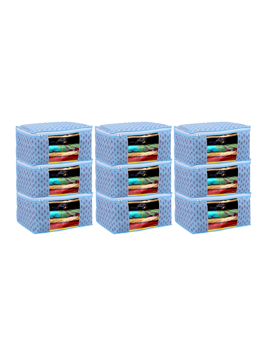 Kuber Industries 9 Pcs Foldable Saree Cover Clothes Storage Organisers Transparent Window