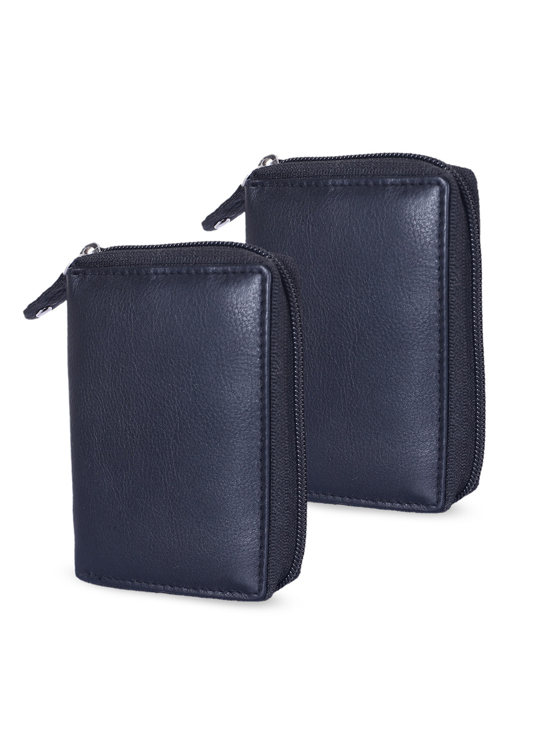 Kuber Industries Unisex Set of 2 Blue Leather Zip Around Wallets