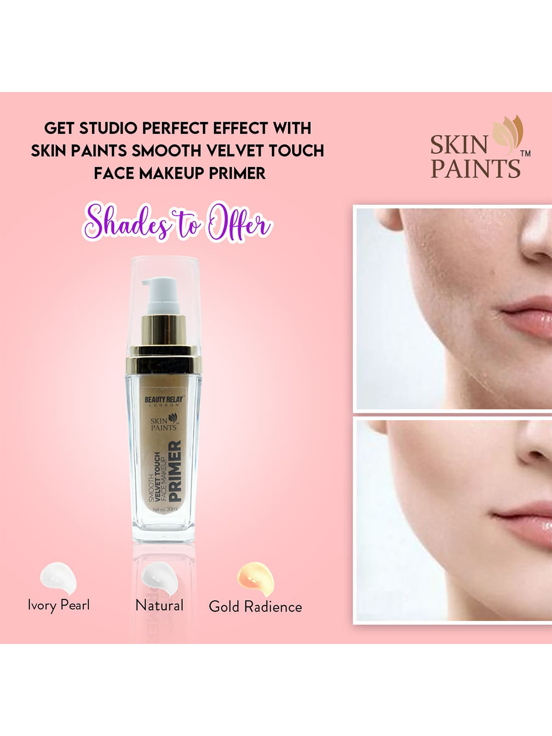 BeautyRelay London Skin Paints Smooth Velvet Touch Face Makeup Primer 30ml - Natural