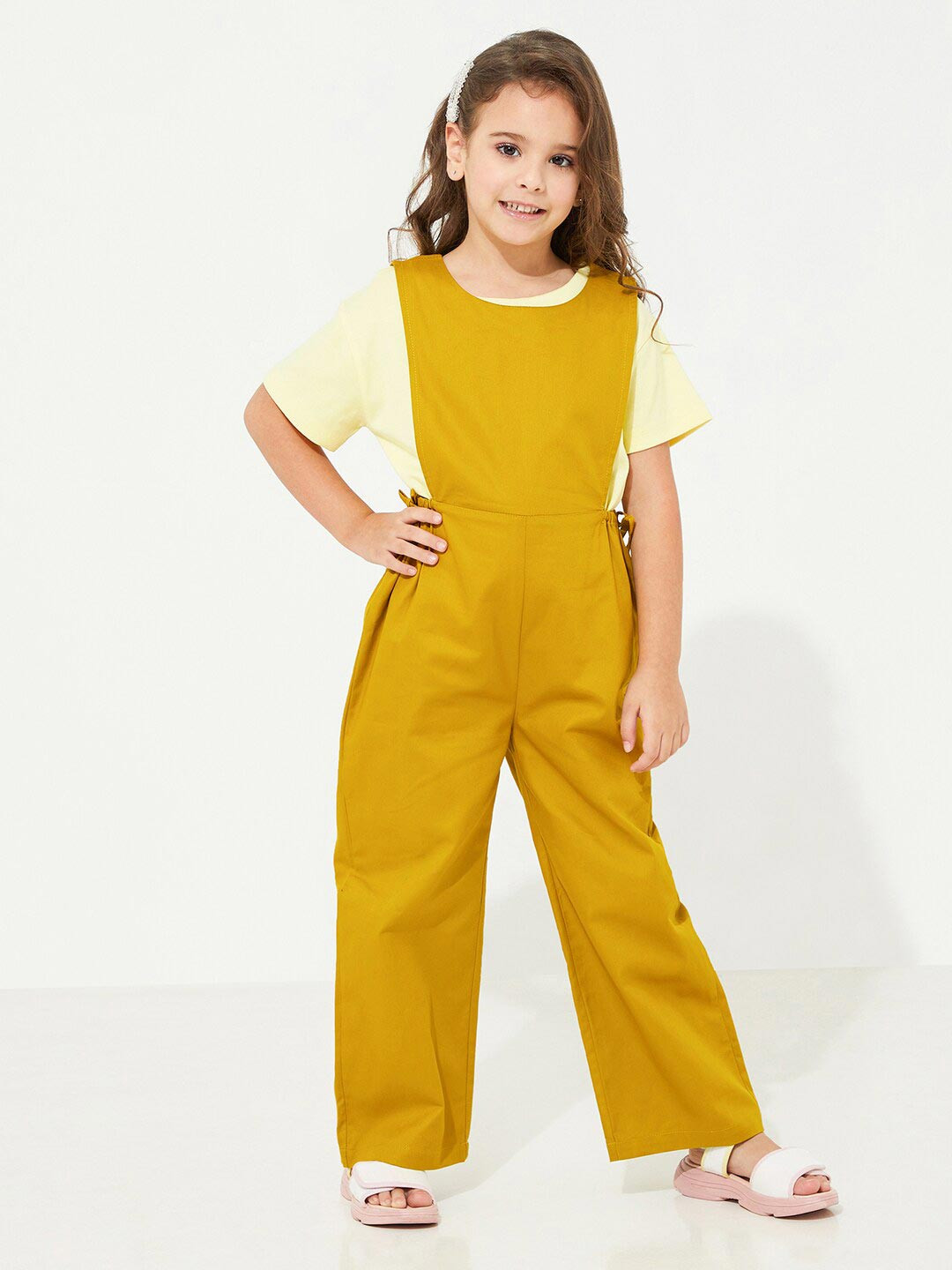 Cherry Crumble Girls Mustard Basic Jumpsuit