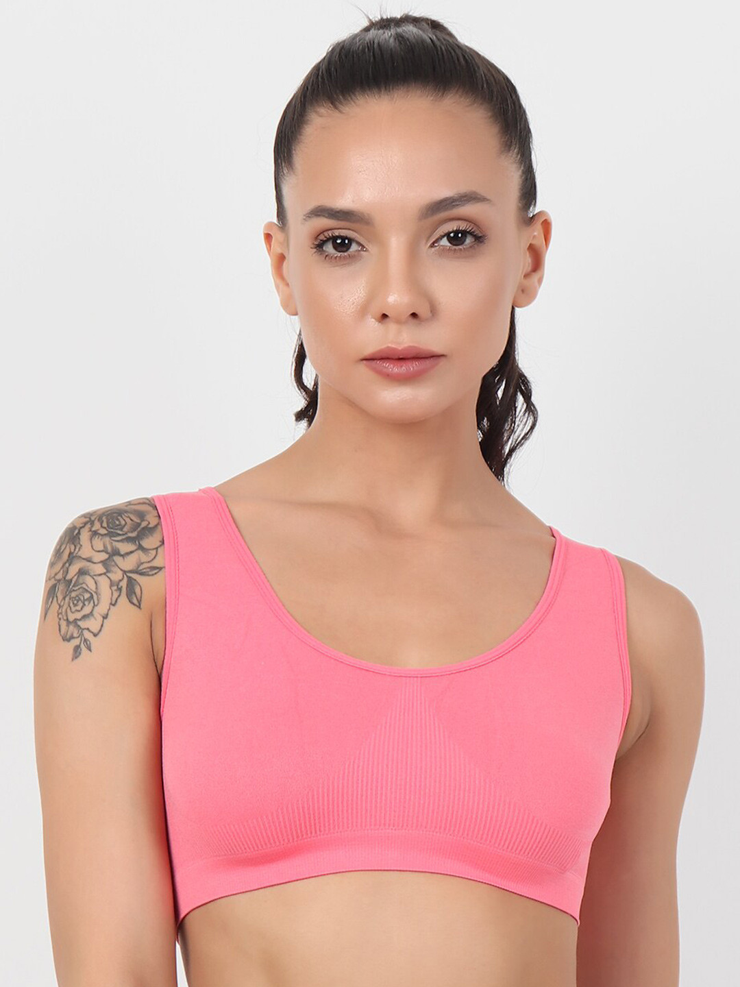 XOXO Design Pink Non Padded Non Wired Dri Fit Workout Bra