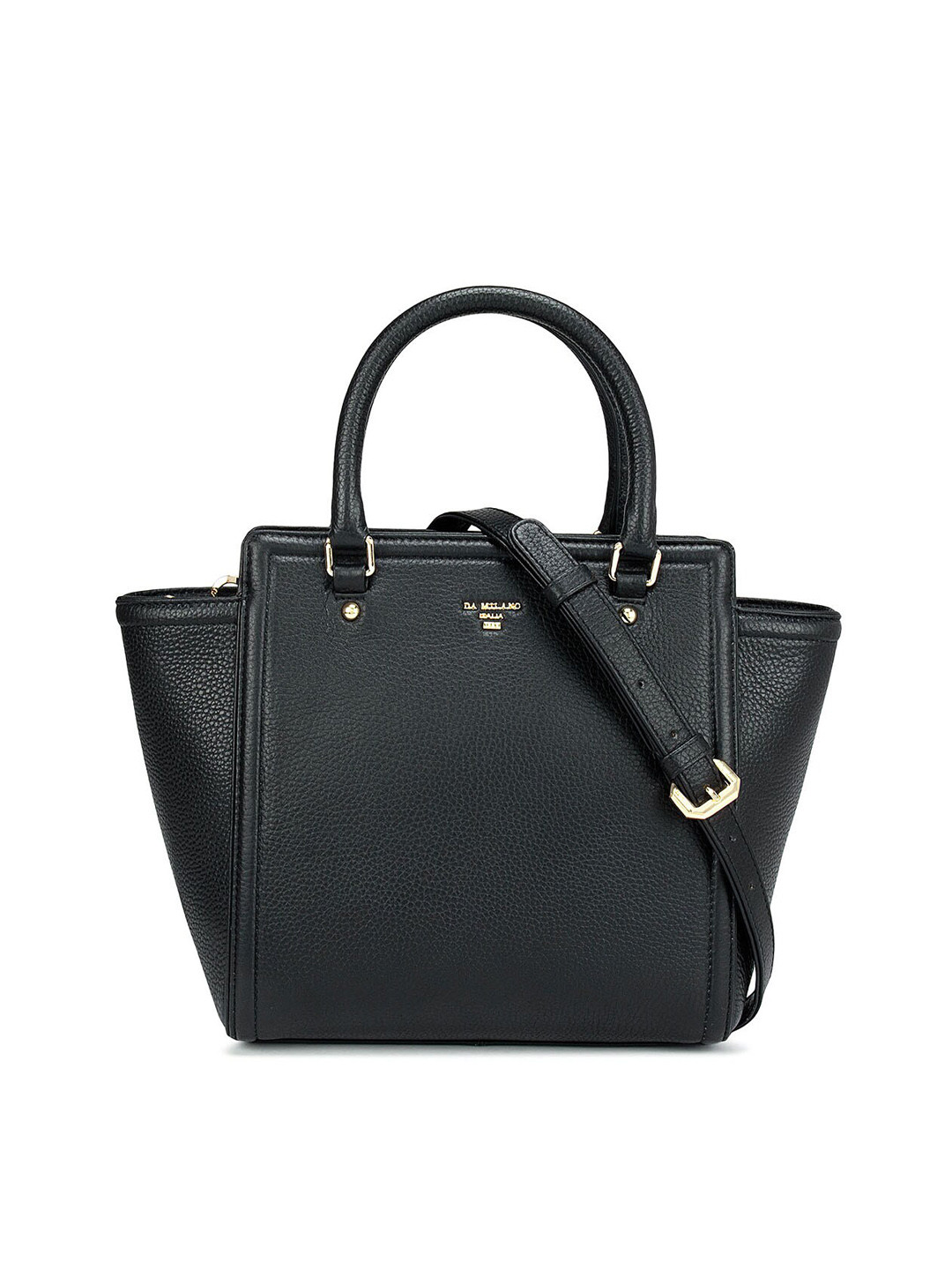 Da Milano Black Leather Structured Satchel