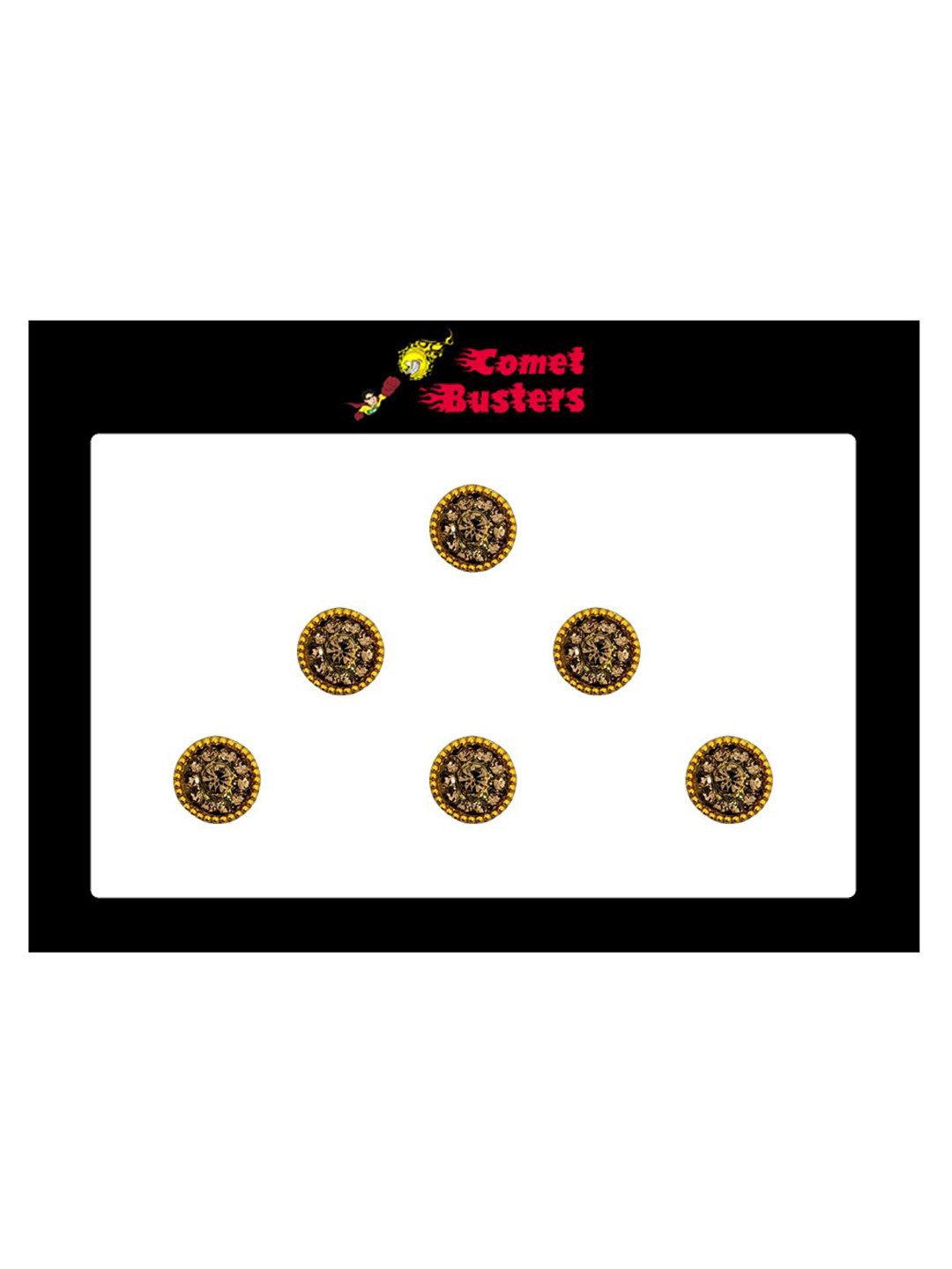 Comet Busters 6 Pcs Embellished Reusable Designer Bindis - Bronze-Toned