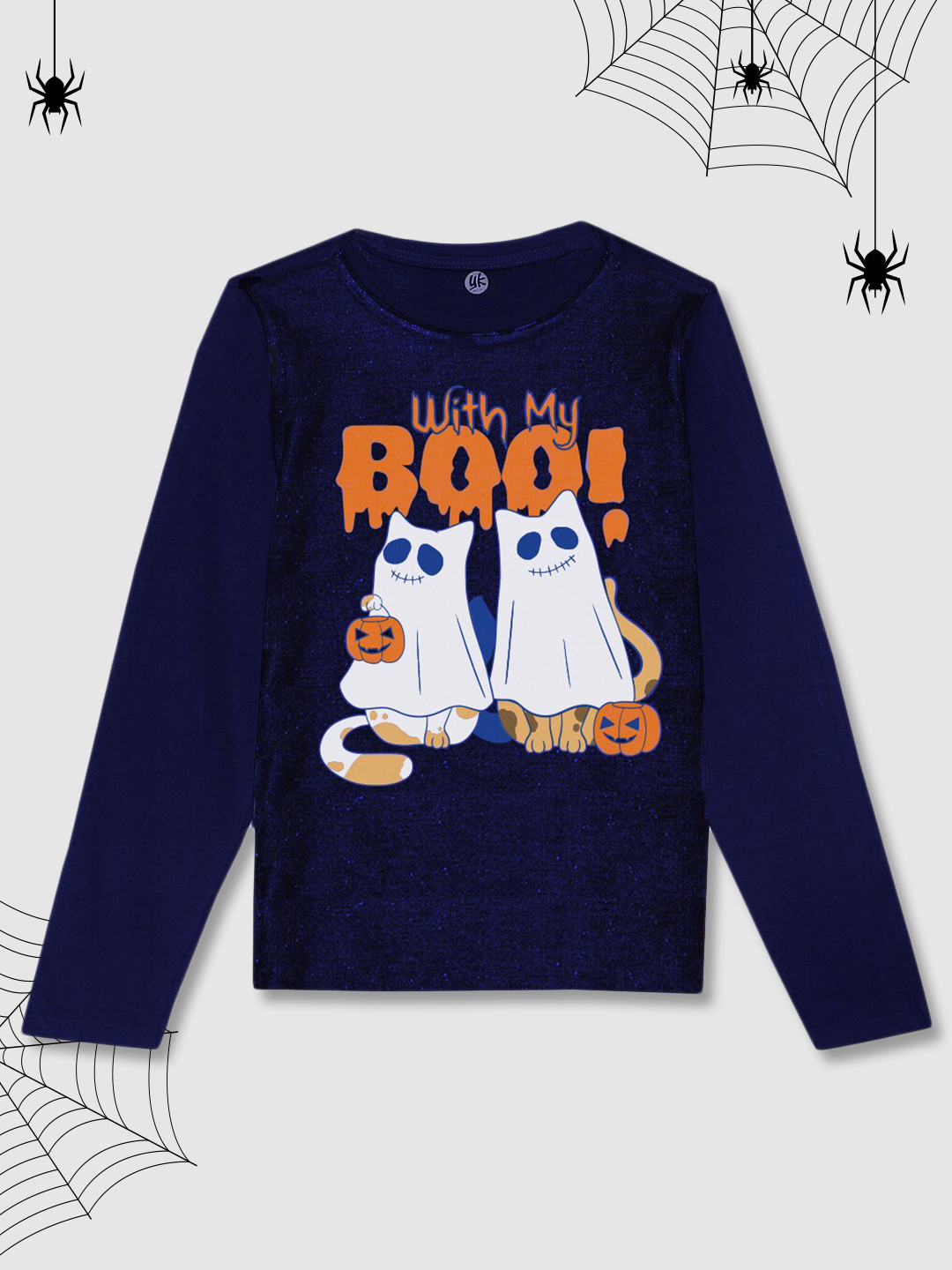 YK Teen Boys Navy Blue Halloween Dogs Graphic Printed T-shirt