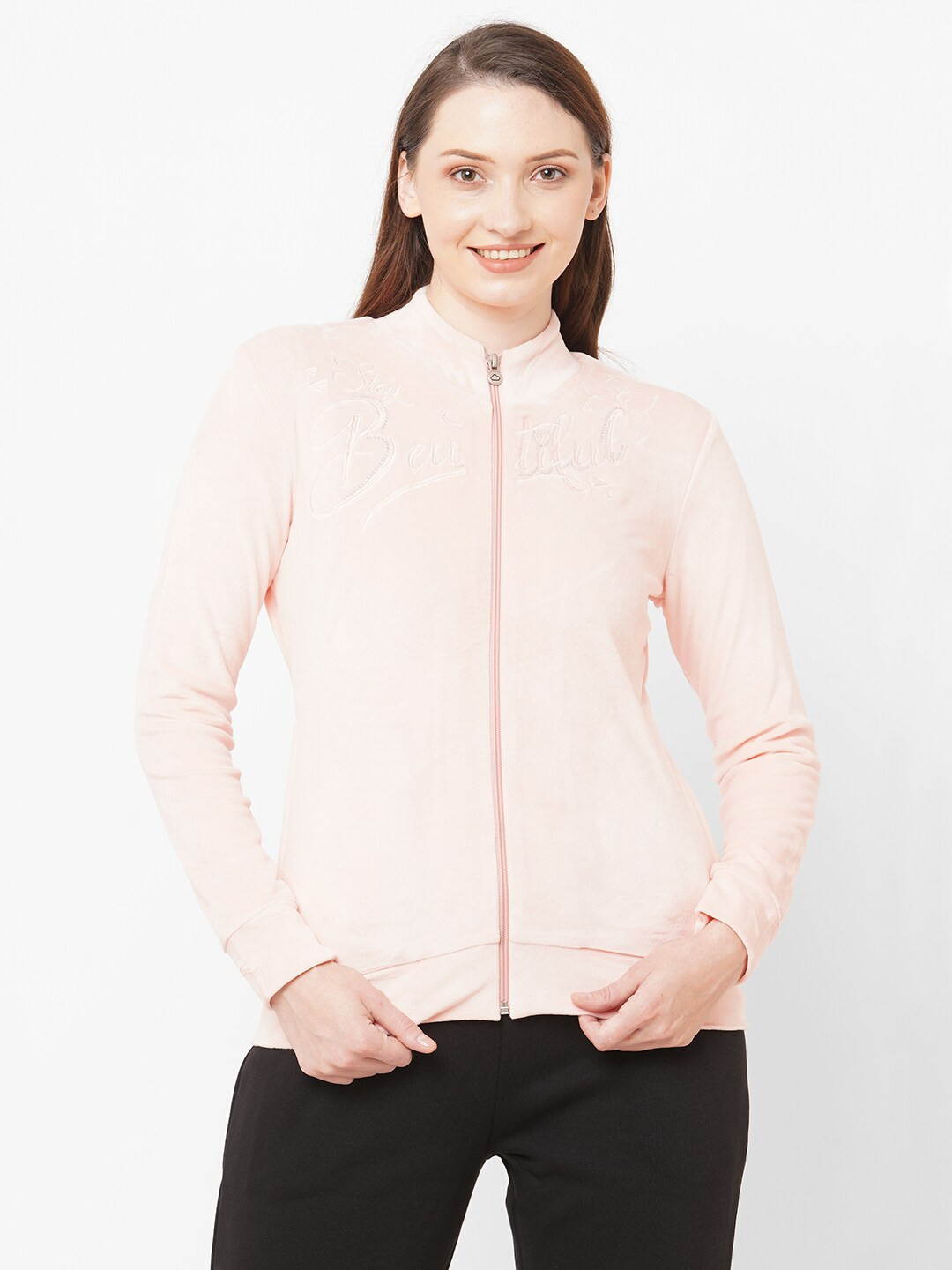 SDL by Sweet Dreams Women Pink Self Design Sweatshirt