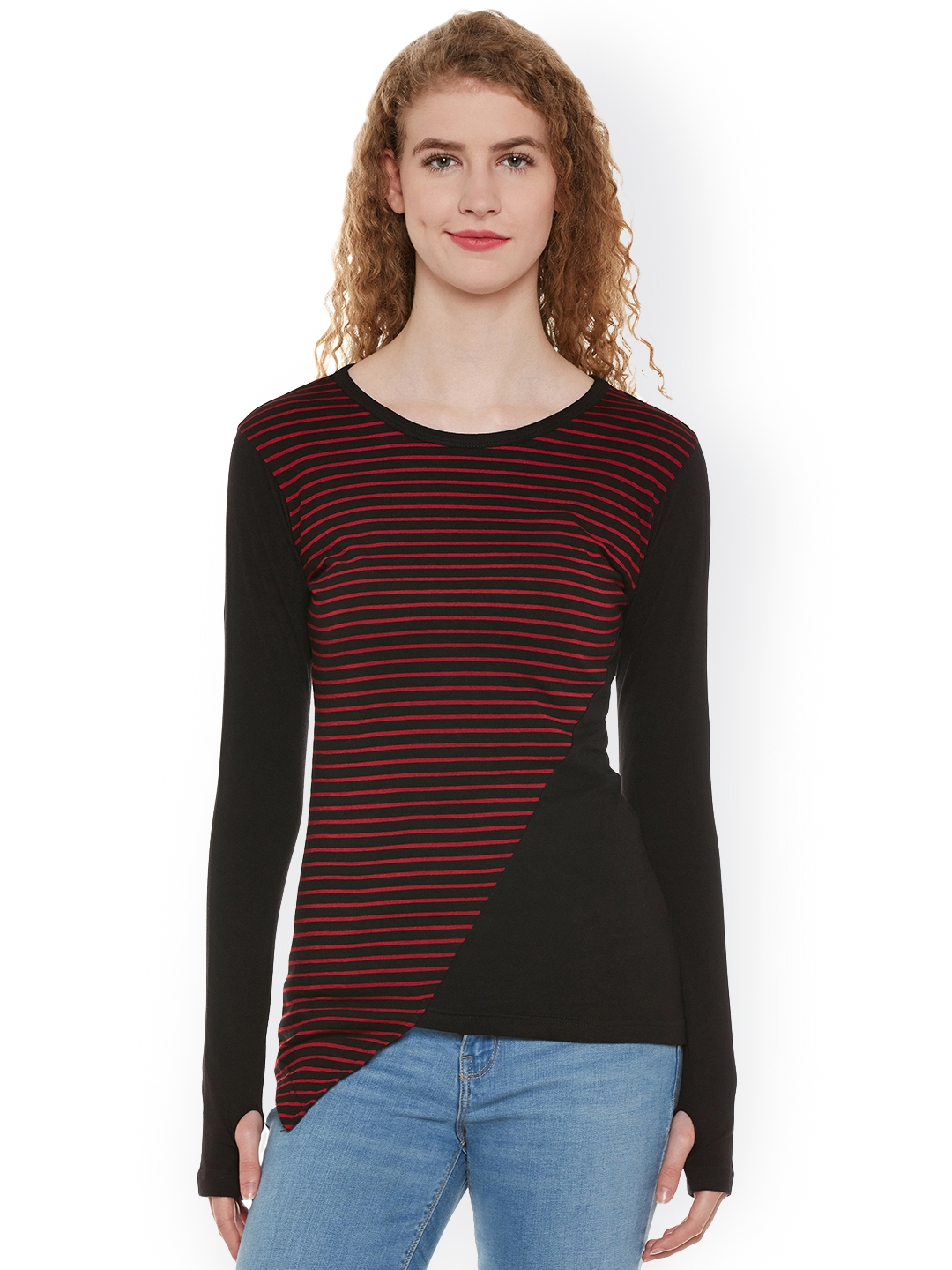 Thumb hole t shirts women's myntra sales