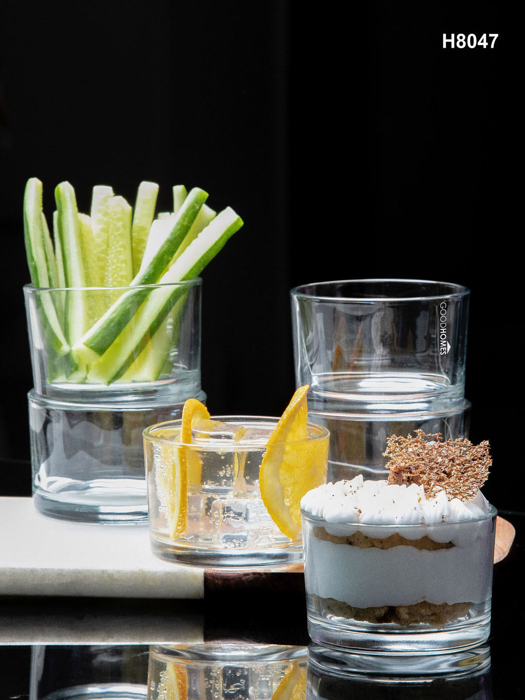 GOODHOMES Transparent Set of 6 Solid Glass Appetizer Tumbler