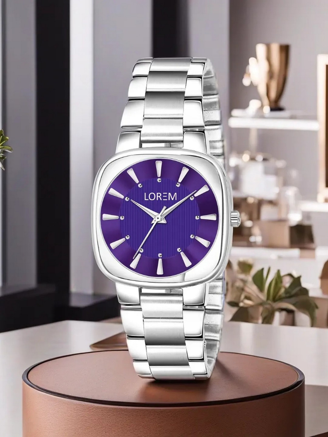LOREM Women Purple Dial & Silver Toned Bracelet Style Straps Analogue Watch LR302