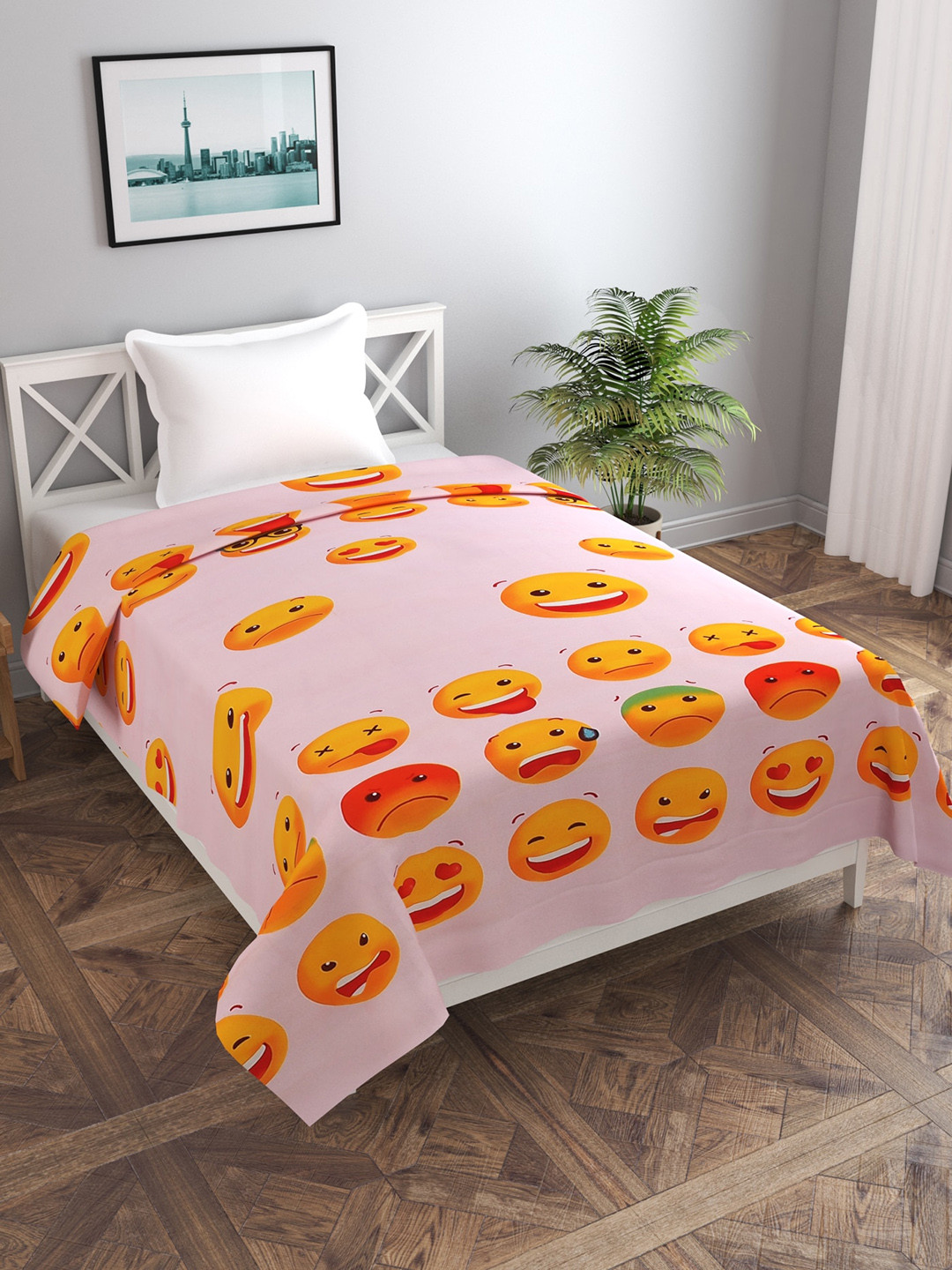 MORADO Pink & Yellow Printed Single Bed Duvet Cover