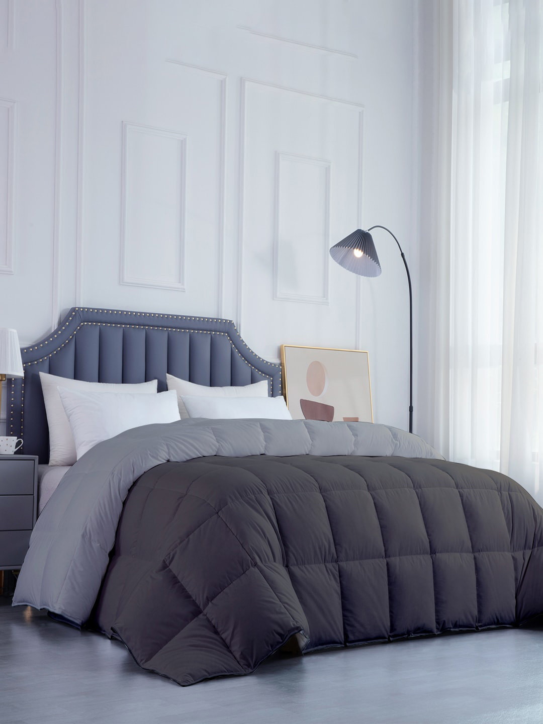 RAZZAI Grey & Black Microfiber Mild Winter 300 GSM Double Bed Comforter