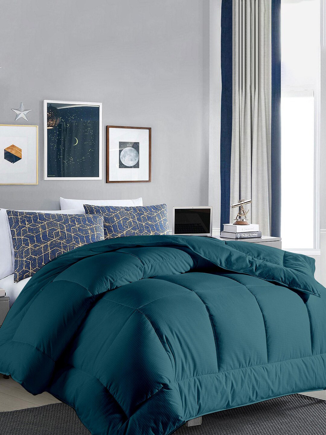 RAZZAI Teal Microfiber Mild Winter 300 GSM Double Reversible Bed Comforter