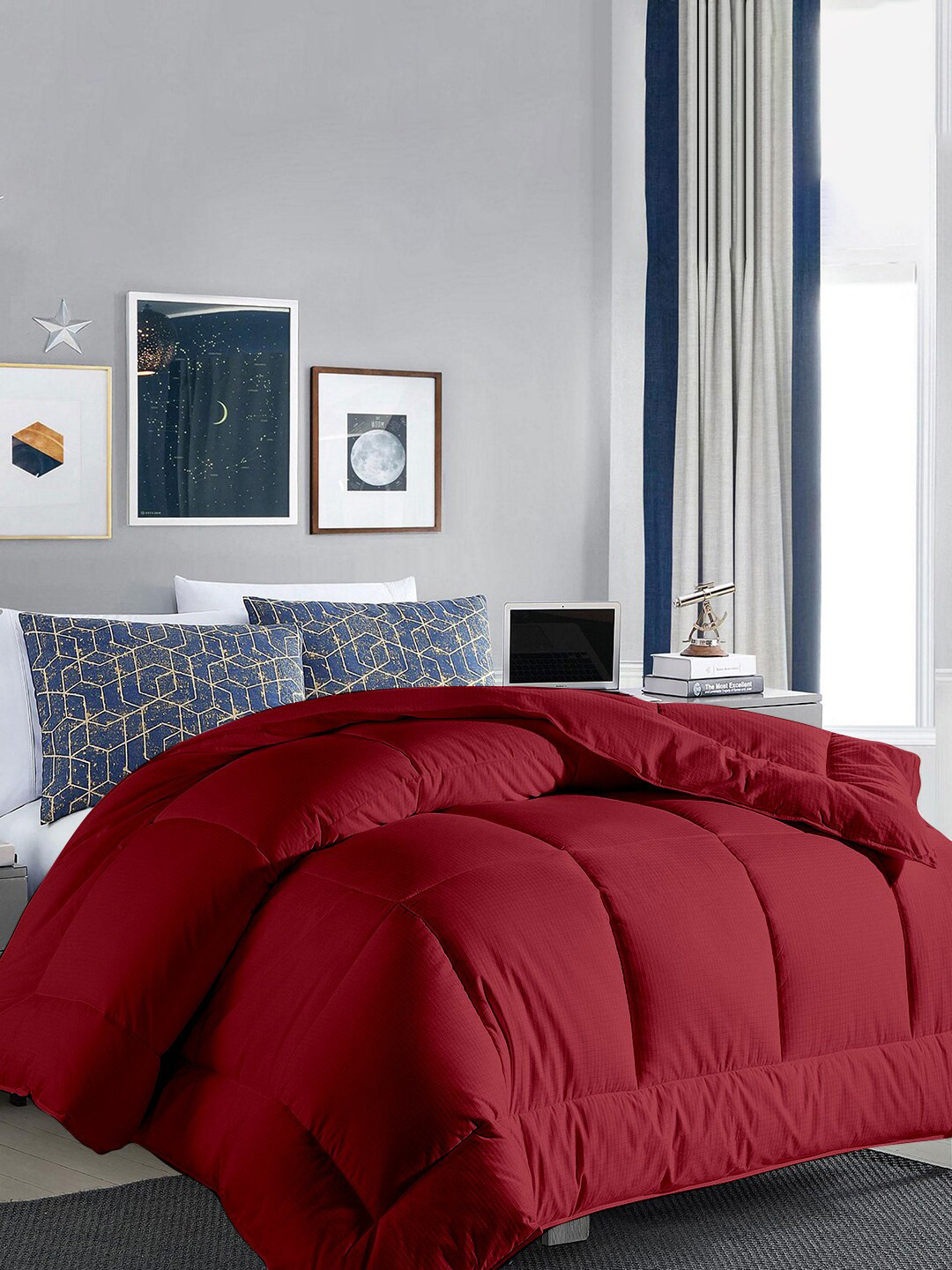 RAZZAI Burgundy & Grey Microfiber Mild Winter 300 GSM Double Bed Comforter