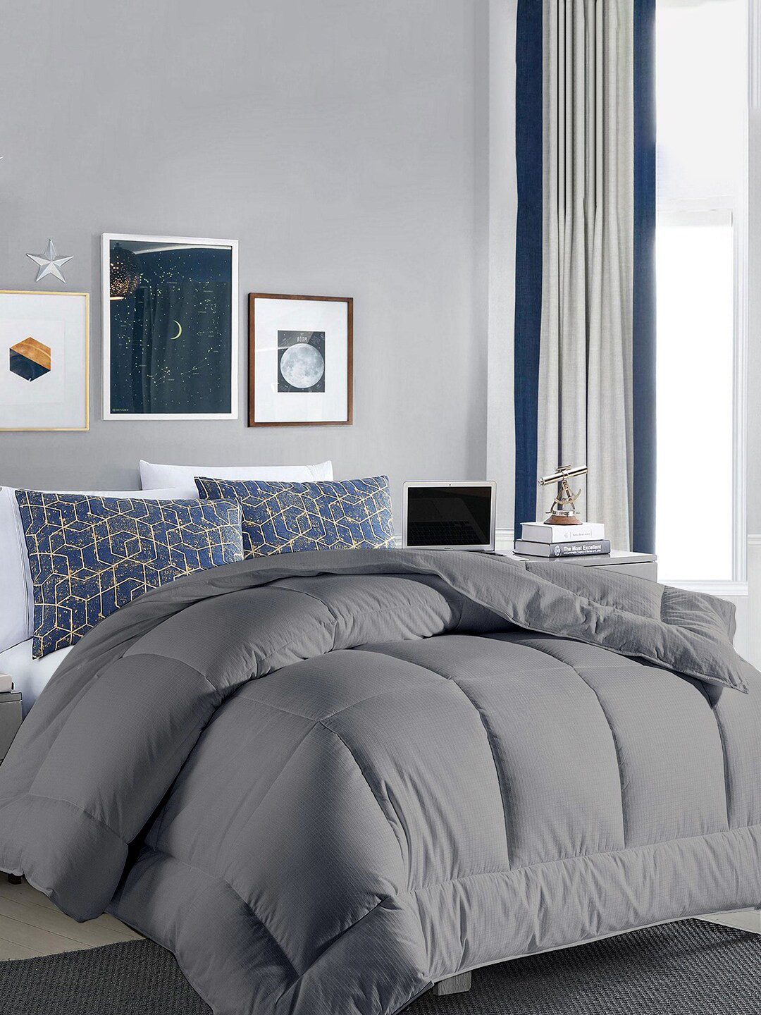 RAZZAI Grey Microfiber Mild Winter 300 GSM Double Bed Reversible Comforter