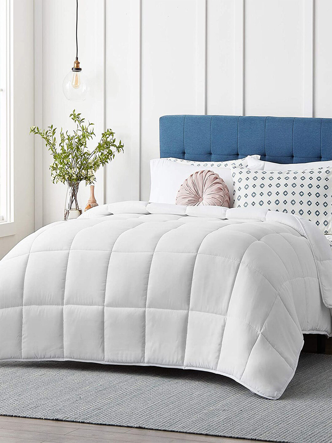 RAZZAI White & Grey Microfiber Mild Winter 210 GSM Double Bed Comforter
