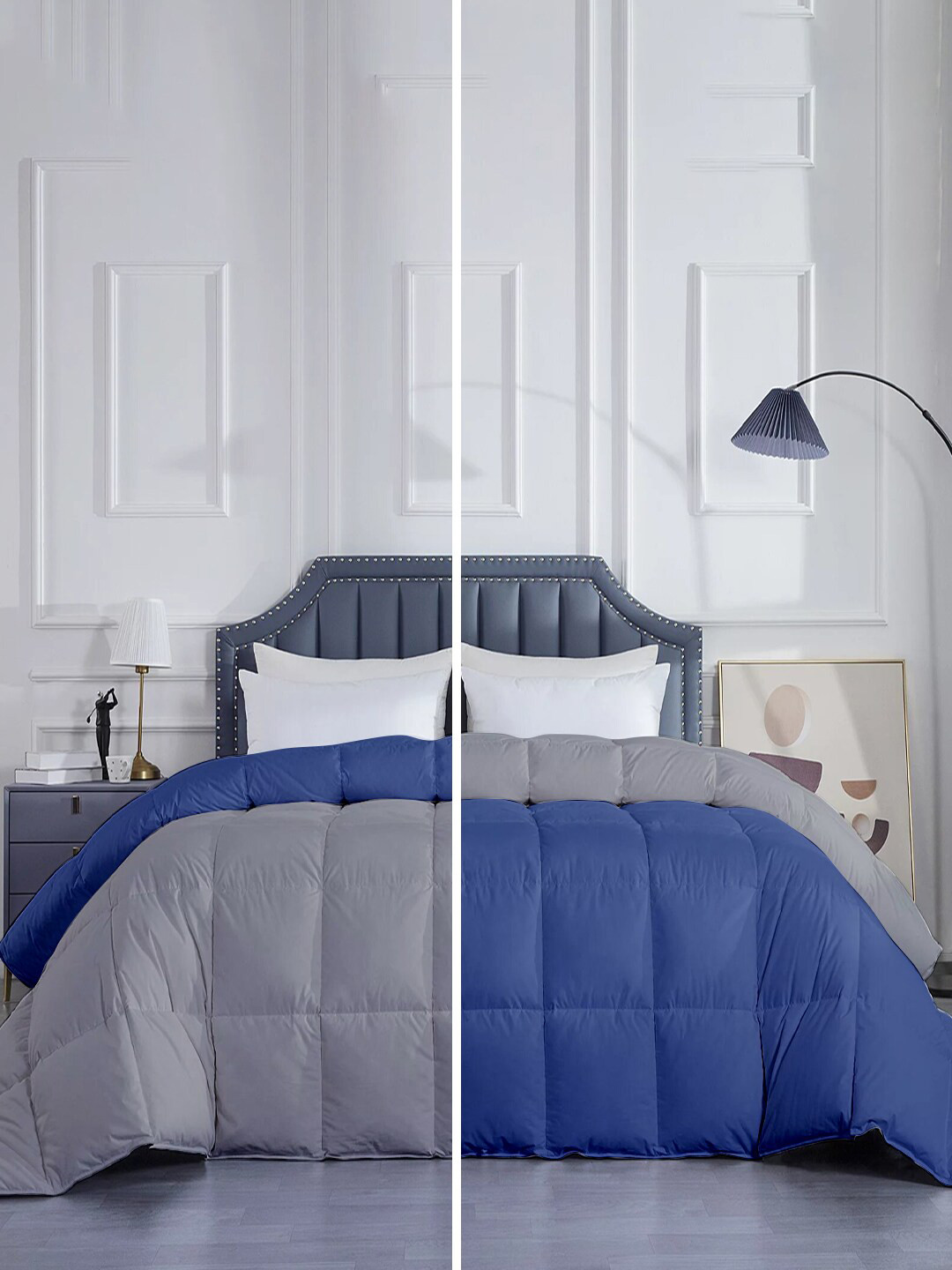 RAZZAI Blue & Grey Microfiber Mild Winter 300 GSM Reversible Double Bed Comforter