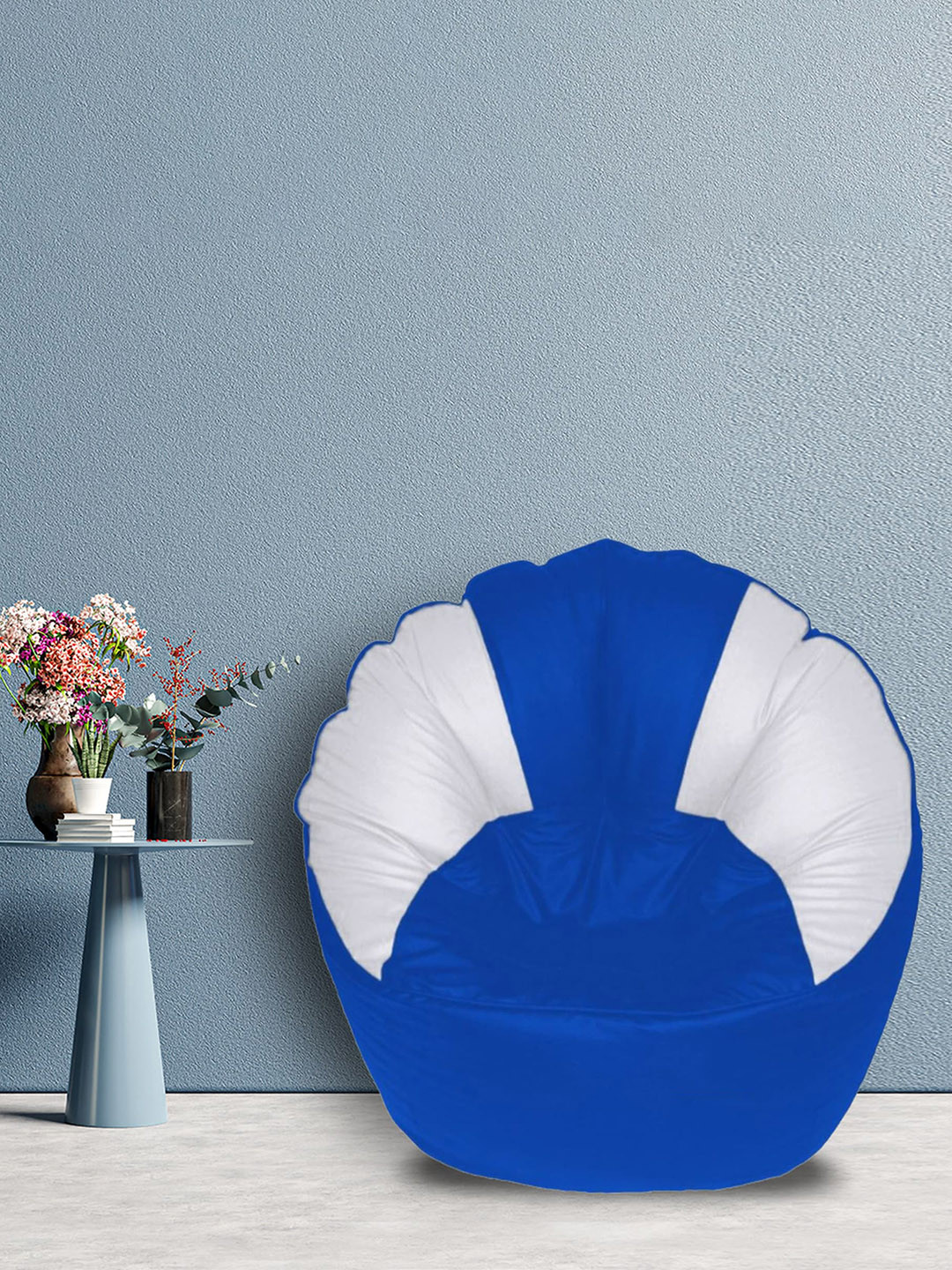 SHIRA 24 Blue and White Solid Bean Bag Cover