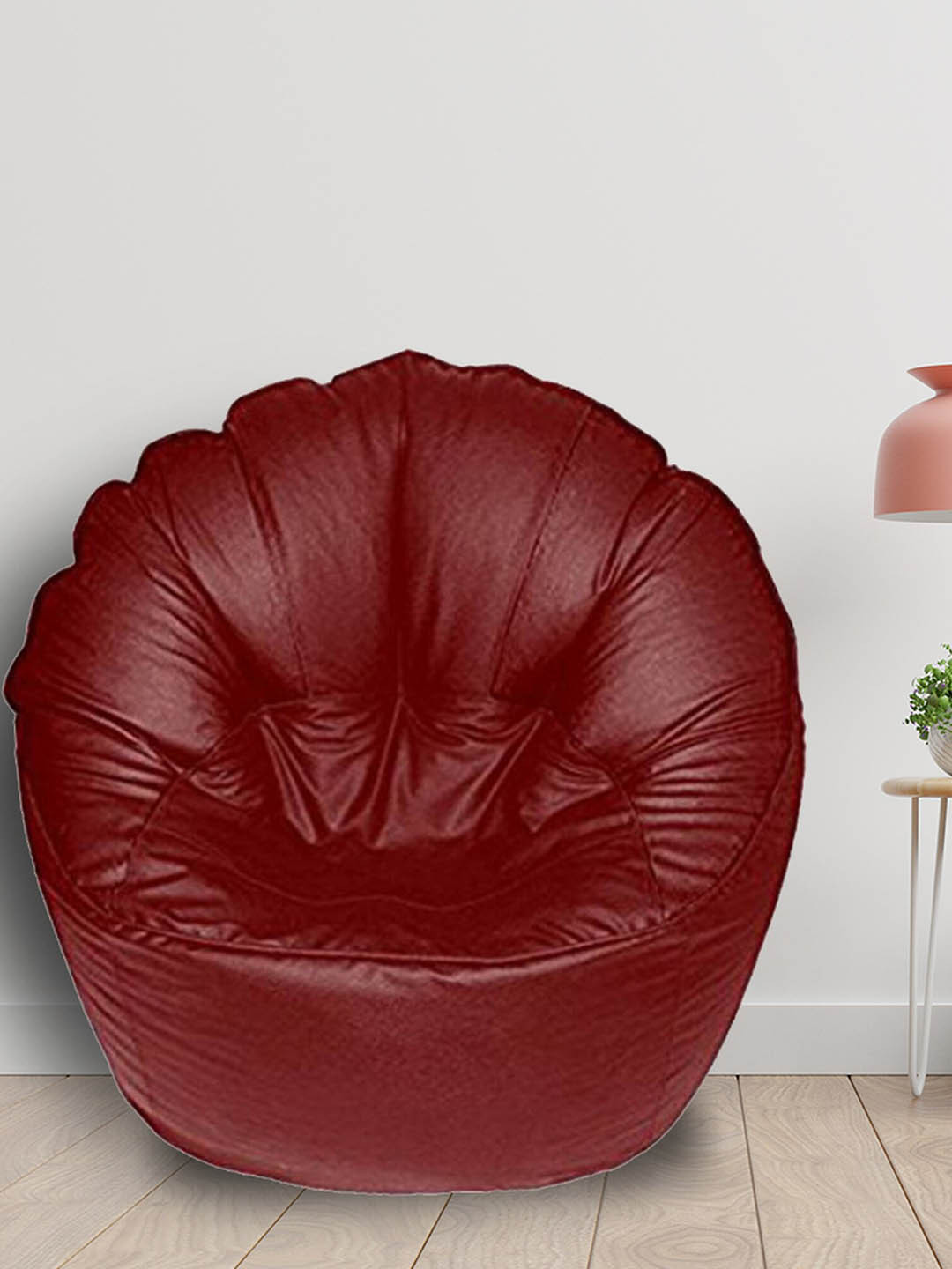 SHIRA 24 Maroon Solid Synthetic Leather Bean Bag Cover