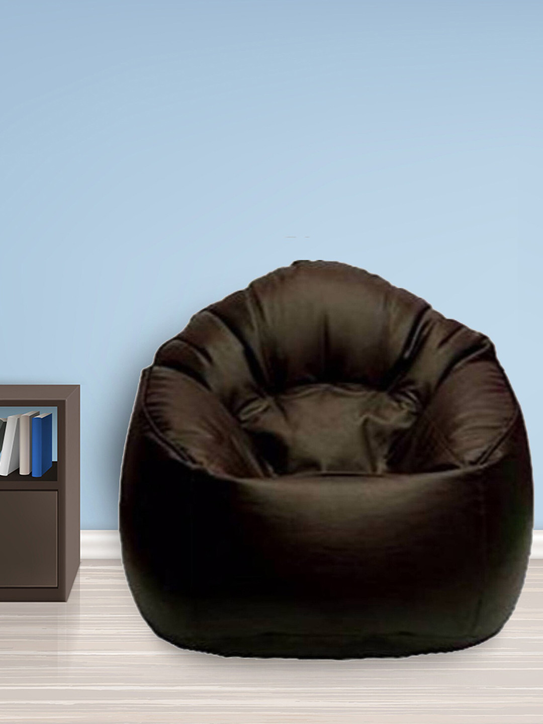 SHIRA 24 Coffee Brown Solid Round Bean Bag Cover